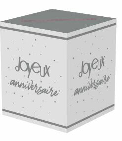 Tirelire anniversaire urne joyeux anniversaire blanc et argent