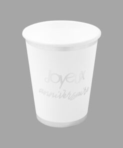 Gobelet anniversaire blanc et argent