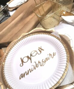 deco de table anniversaire blanc et or