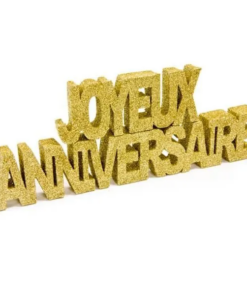 deco de table joyeux anniversaire or doré