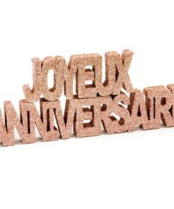 deco de table joyeux anniversaire rose gold