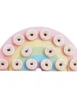 présentoir à donuts arc en ciel