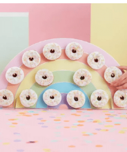 présentoir à donuts arc en ciel