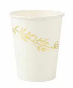 gobelet blanc feuillage or