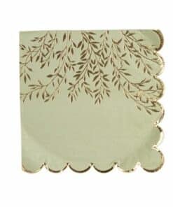 serviette jolis brins vert sauge et or