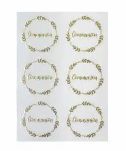sticker- etiquette autocollante-communion-dore