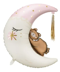 Alternative view of Ballon Ourson sur Lune - Rose