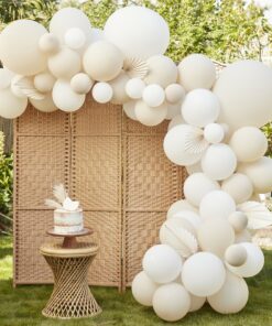 arche de ballons ivoire blanc et dune