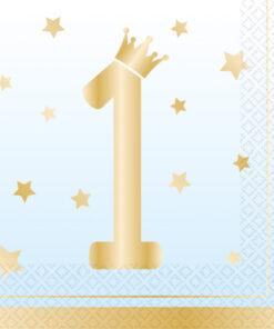 serviette anniversaire 1 an garçon bleu