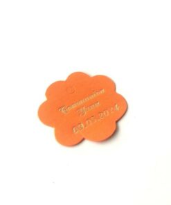 Etiquette dragées orange fleur