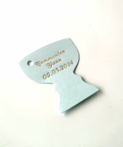 Etiquette dragees calice bleu ciel