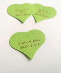 Etiquette dragées coeur vert