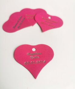 Etiquette dragées coeur Fuchsia