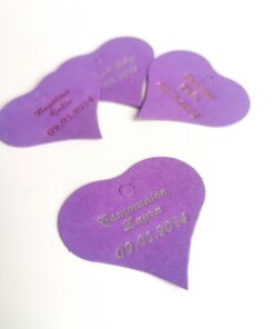 Etiquette dragées coeur violet