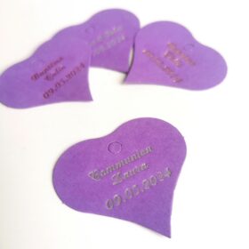 Etiquette dragées coeur violet