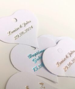 etiquette dragées coeur blanc