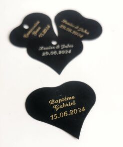 etiquette dragées coeur noir