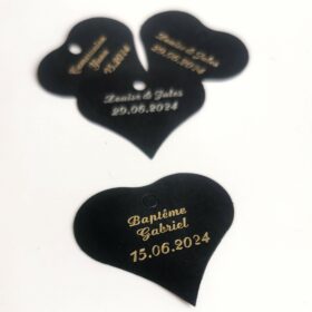 etiquette dragées coeur noir