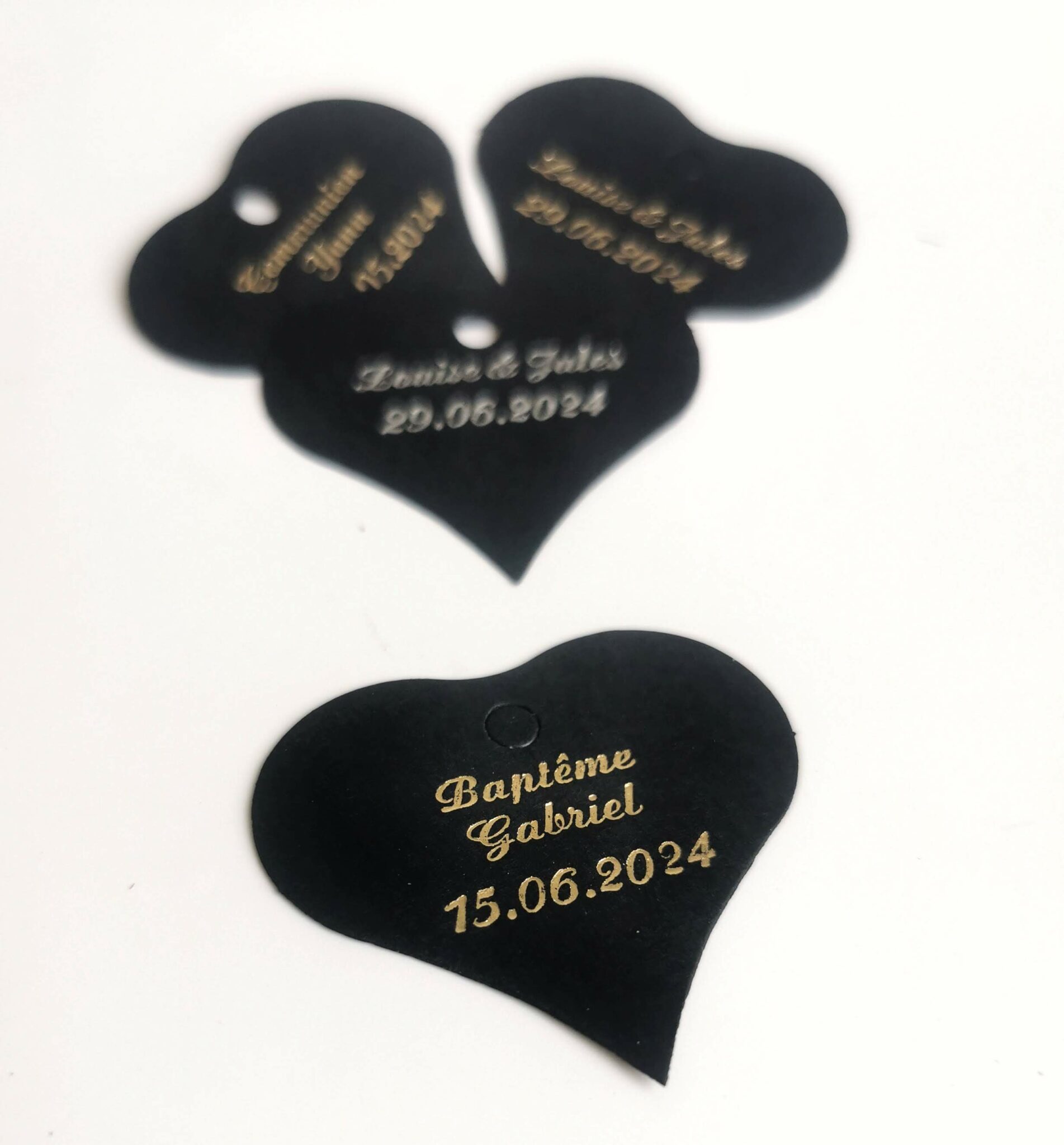 etiquette dragées coeur noir