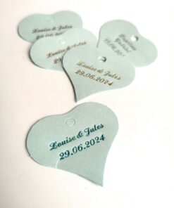 etiquette dragées coeur bleu ciel