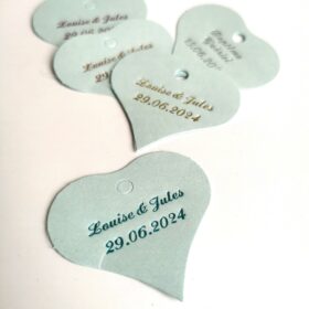etiquette dragées coeur bleu ciel