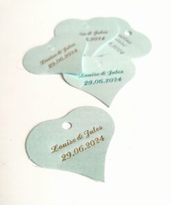 etiquette dragées coeur bleu ciel