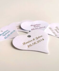 Etiquette dragées coeur blanc