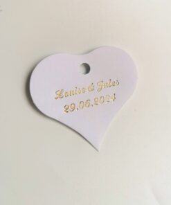 etiquette dragées coeur blanc