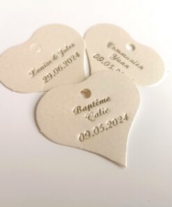 etiquette dragées coeur ivoire