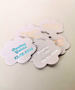etiquette dragées fleur blnc
