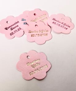 Etiquette dragées fleur rose