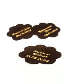 Etiquette dragées fleur chocolat marron