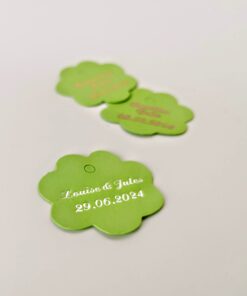 Etiquette dragées fleur vert
