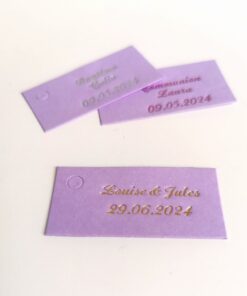 etiquette dragees rectangle parme