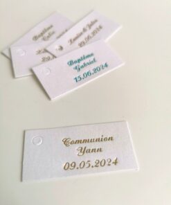 Etiquette dragees rectangle blanc