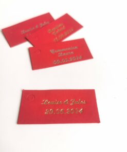 etiquette dragees rectangle rouge