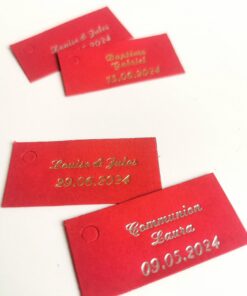 etiquette dragees rectangle rouge