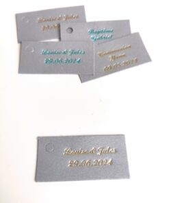 Etiquette dragées rectangle gris