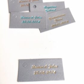 Etiquette dragées rectangle gris