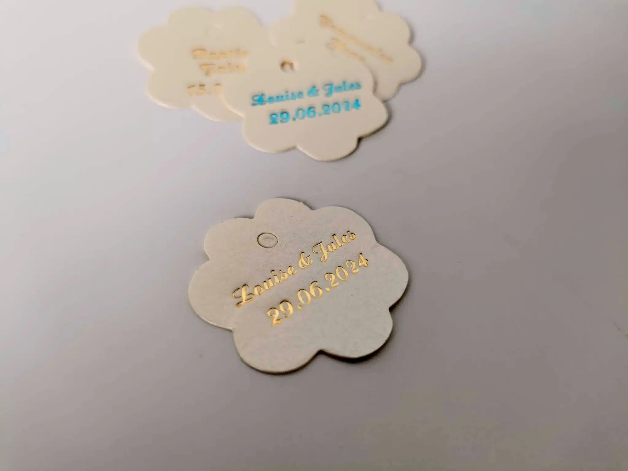 etiquette dragées fleur ivoire
