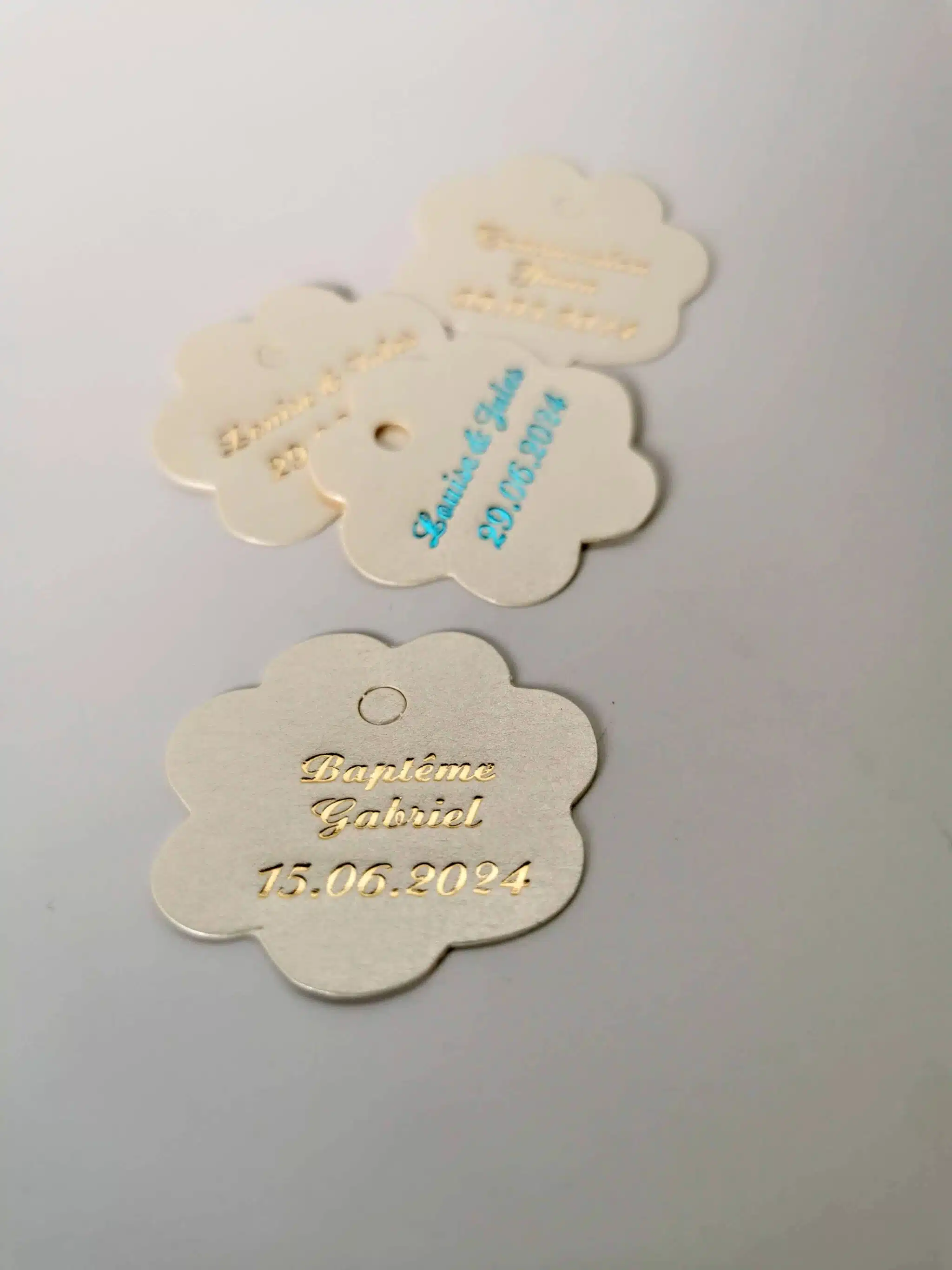 etiquette dragées fleur ivoire