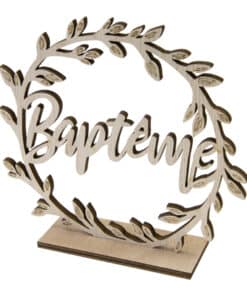 Centre de table Baptême - Couronne en bois