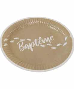 Assiette Baptême - Kraft - Lot de 6
