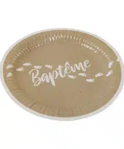 Assiette Baptême - Kraft - Lot de 6