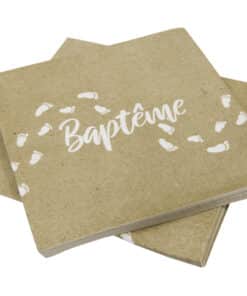 Serviette "Baptême" - Kraft - Lot de 20