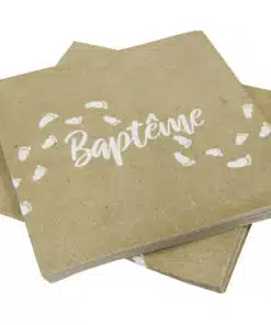 Serviette "Baptême" - Kraft - Lot de 20