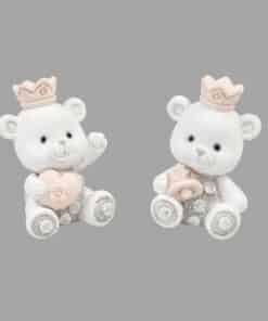 Figurine résine - Ourson rose - Lot de 2