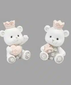 Figurine résine - Ourson rose - Lot de 2
