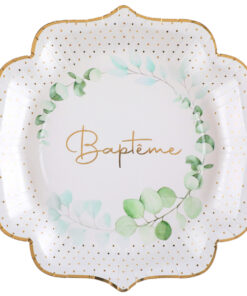 assiette baptême végétal