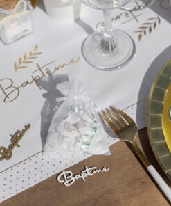 Sac à dragées bapteme champetre eucalyptus couronne végétal